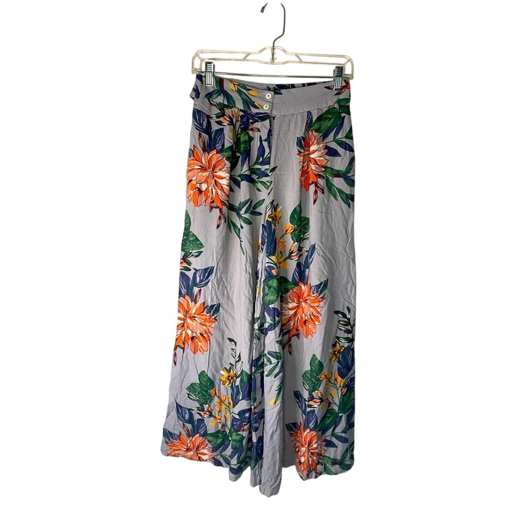 Patrons of Peace Womens Gray Floral Wide Leg Palazzo Pants Size S J1522F03